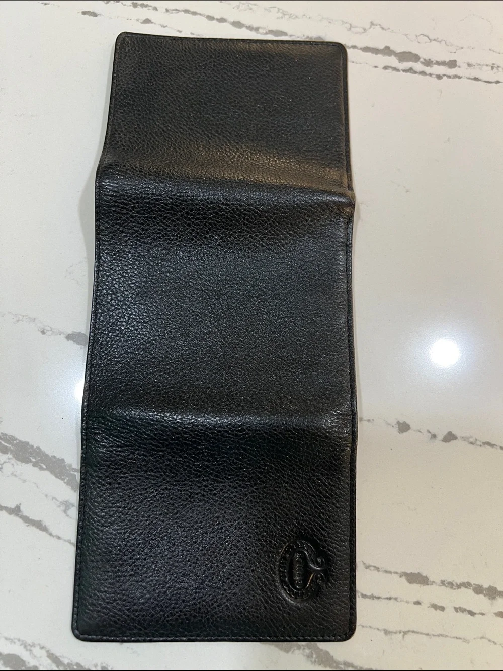 Giudi Made in Italy Genuine Leather Black Men's Trifold Wallet - Embossed Logo
